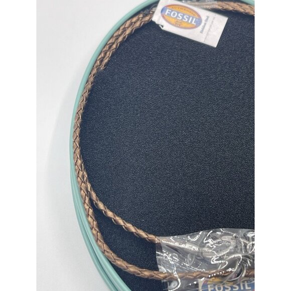 FOSSIL Charm Braided Leather Necklace in Finch Seed Mix Tin - Picture 4 of 6